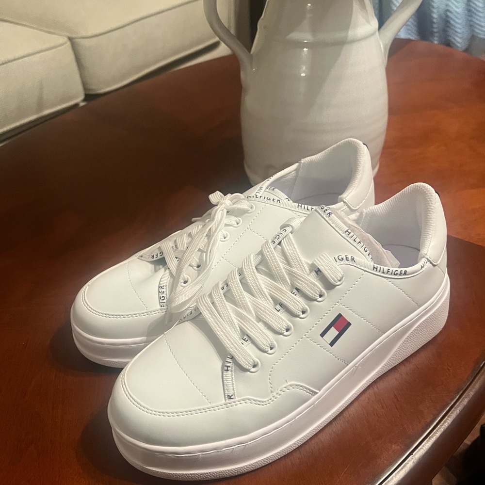 Tommy Hilfiger White and Blue Sneakers